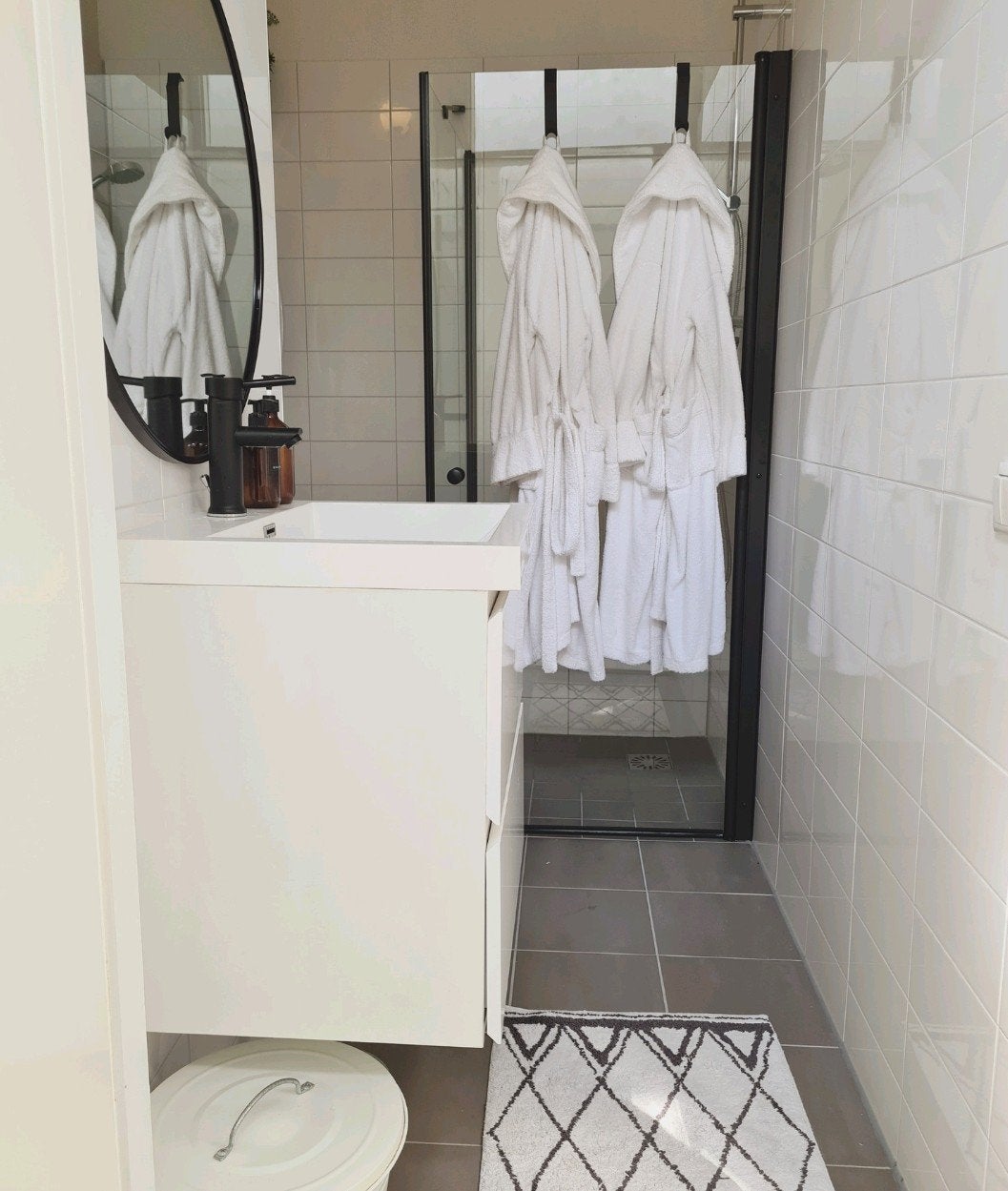 Douchecabine zwart 9090 cm., Ophalen, Gebruikt, Douche
