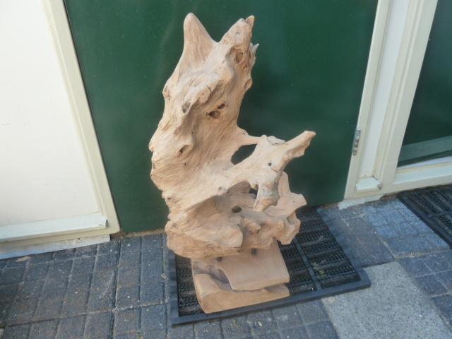 Hout Sculptuur Abstrakt, Op sokkel, Beeld, Abstract, 50 - 100 cm