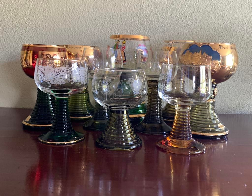 Tien Roemer Wijnglazen incl. glas met muziekdoosje, Ophalen of Verzenden, Gebruikt, Overige typen