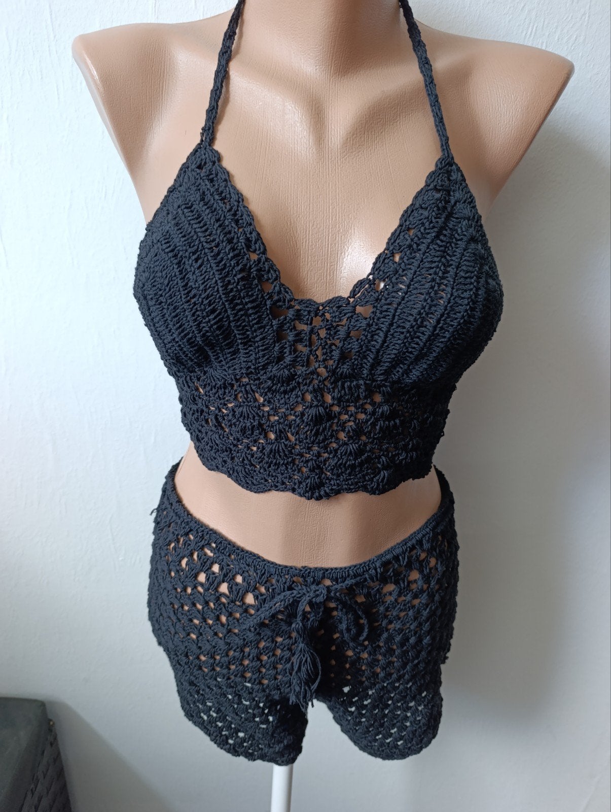 Zwart gehaakt  setje maat S, Kleding | Dames, Tops, Zwart, Nieuw, Ophalen of Verzenden, Onbekend