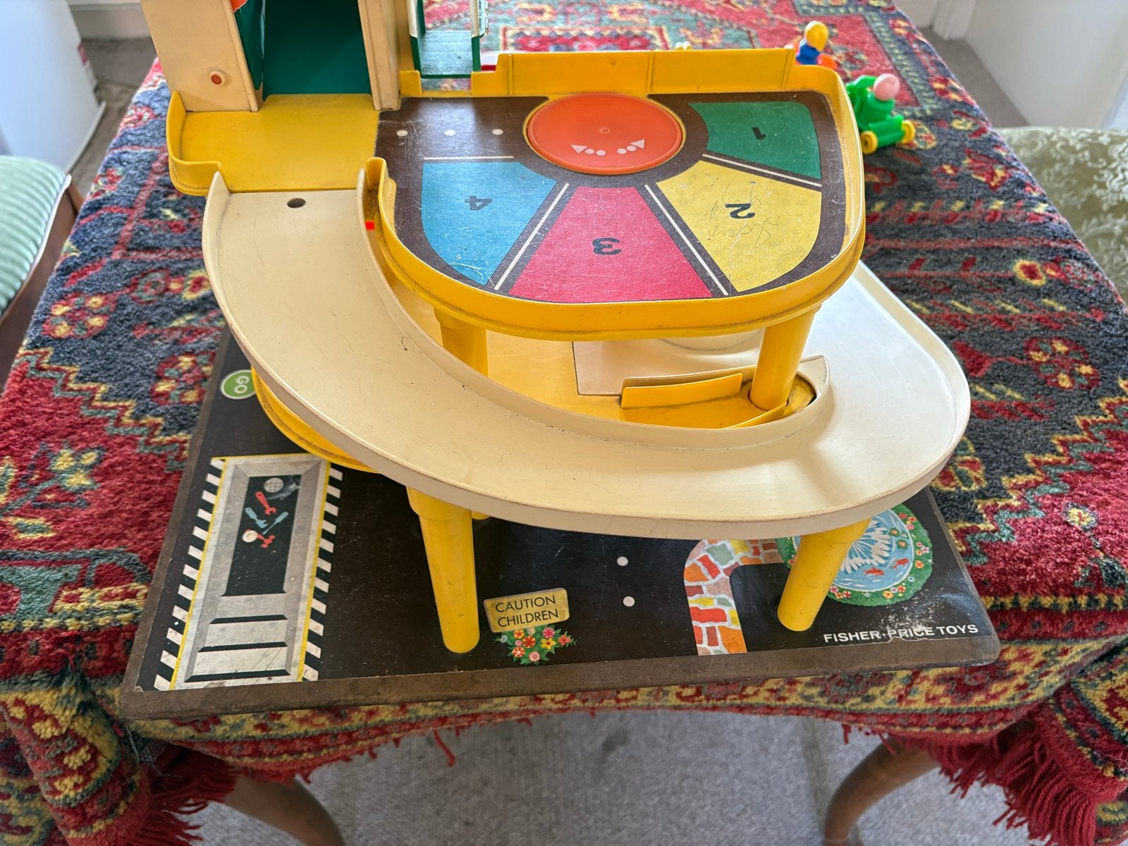 Vintage Fisher-Price Garage met Little People en voertuigen, Ophalen, Gebruikt, Speelset, Met geluid