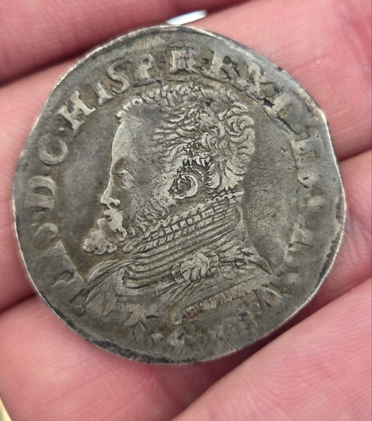 Nederlandse zilveren munt 1/5 Philipsdaalder Overijssel 1563, Ophalen of Verzenden, Overige landen