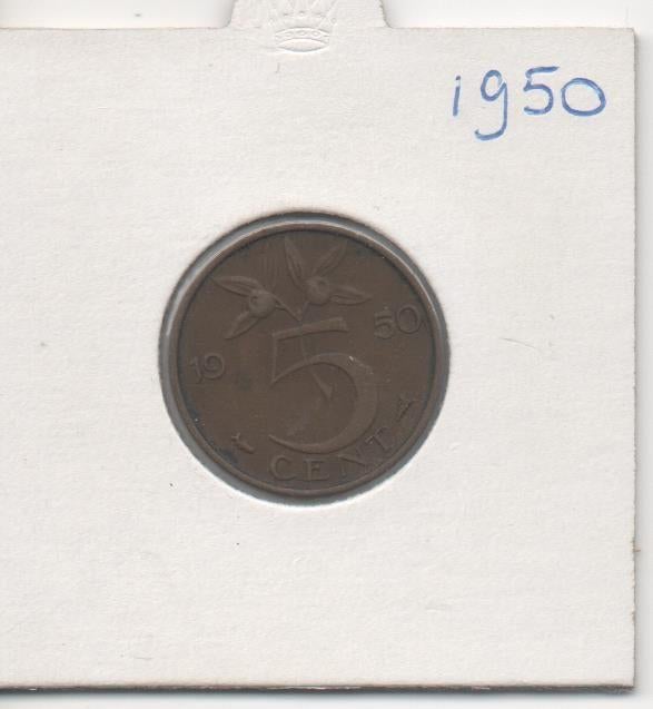 Stuiver Juliana periode, Postzegels en Munten, Ophalen of Verzenden, Koningin Juliana, 5 cent, Losse munt