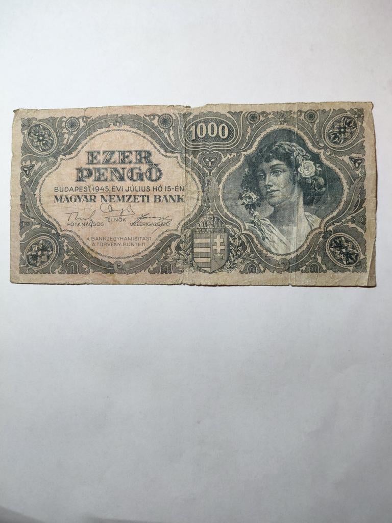 Hongarije 1000 pengo 1945, Ophalen of Verzenden, Hongarije