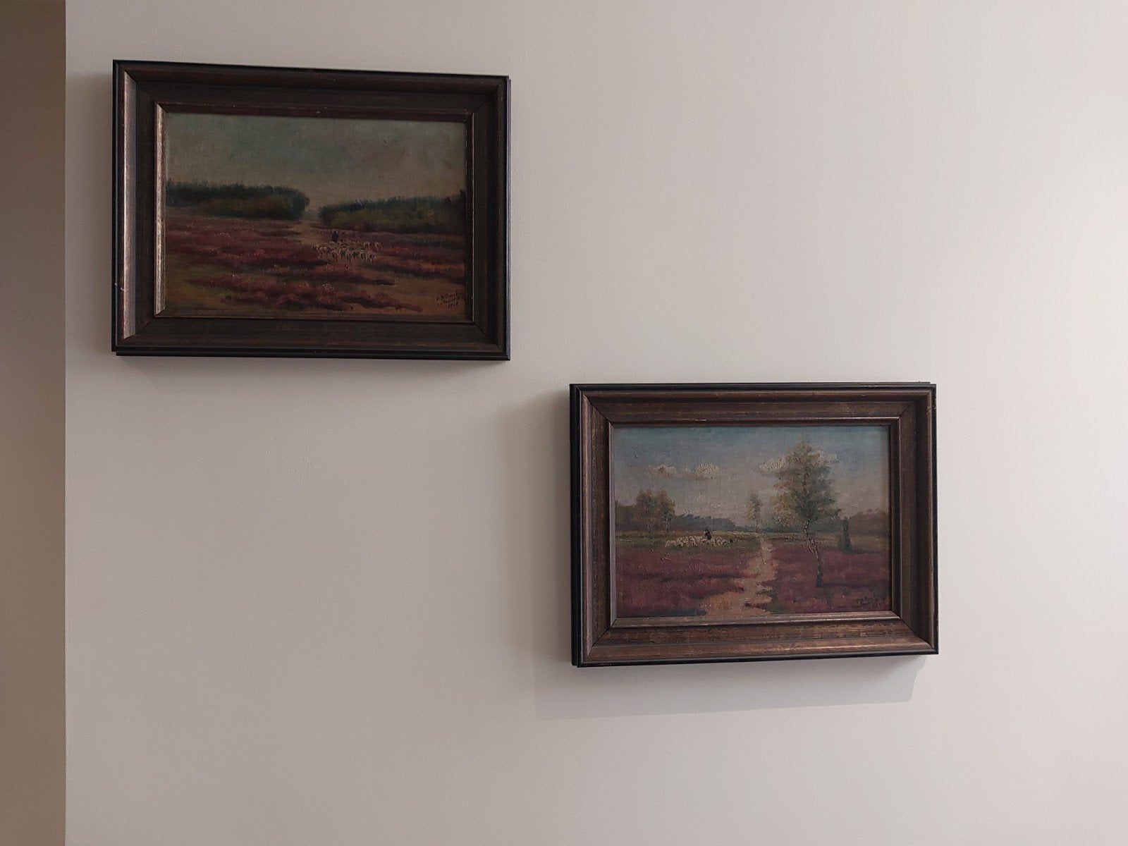 Prachtige schaapsherder op de heide, gesigneerd 1917, Antiek en Kunst, Kunst | Schilderijen | Klassiek, Ophalen of Verzenden
