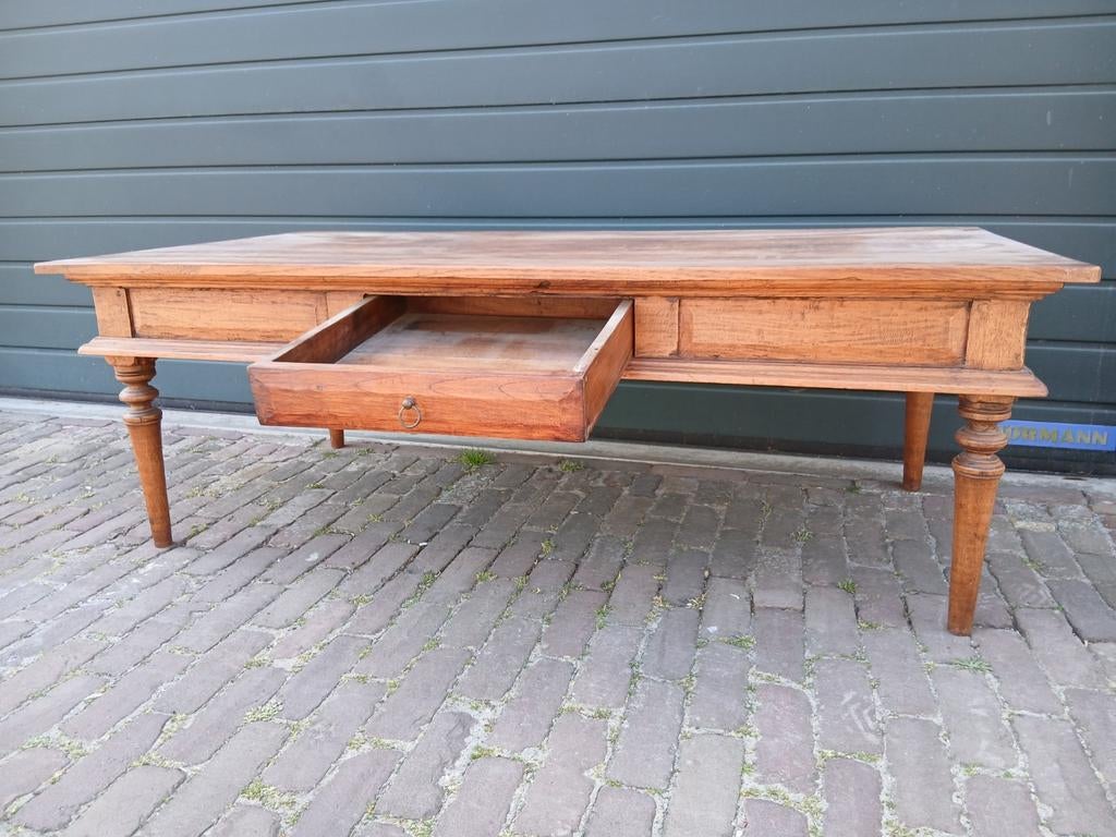 Antiek teakhouten salontafel met lade., Antiek en Kunst, Ophalen