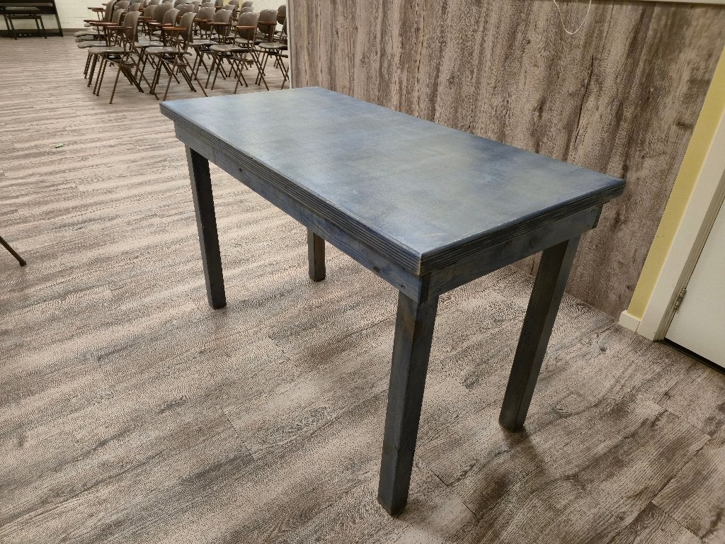 Blauwe tafel (122x59cm, 76cm hoog), Ophalen, Gebruikt, 100 tot 150 cm, 50 tot 100 cm