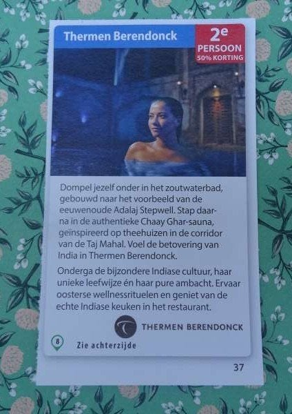 Thermen Berendonck kortingsbon 2e persoon 50% korting, Twee personen, Kortingsbon, Spa of Sauna