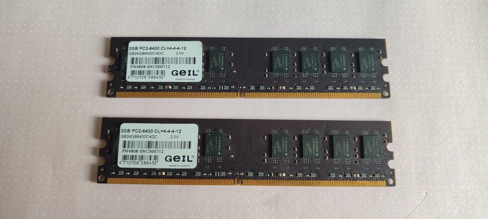 GeIL 2x2GB DDR2 PC2-6400 RAM Geheugenmodules, Computers en Software, RAM geheugen, Gebruikt, Ophalen of Verzenden, DDR2, Desktop