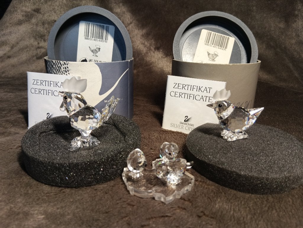 Swarovski Haan, kip en 3 kuikens., Ophalen of Verzenden, Zo goed als nieuw, Figuurtje