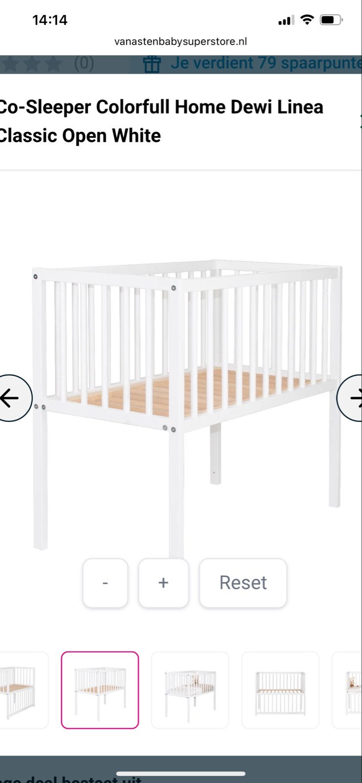 Co-Sleeper Colorfull Home Dewi Linea Classic Open White, Kinderen en Baby's, Ophalen, Zo goed als nieuw, Ledikant