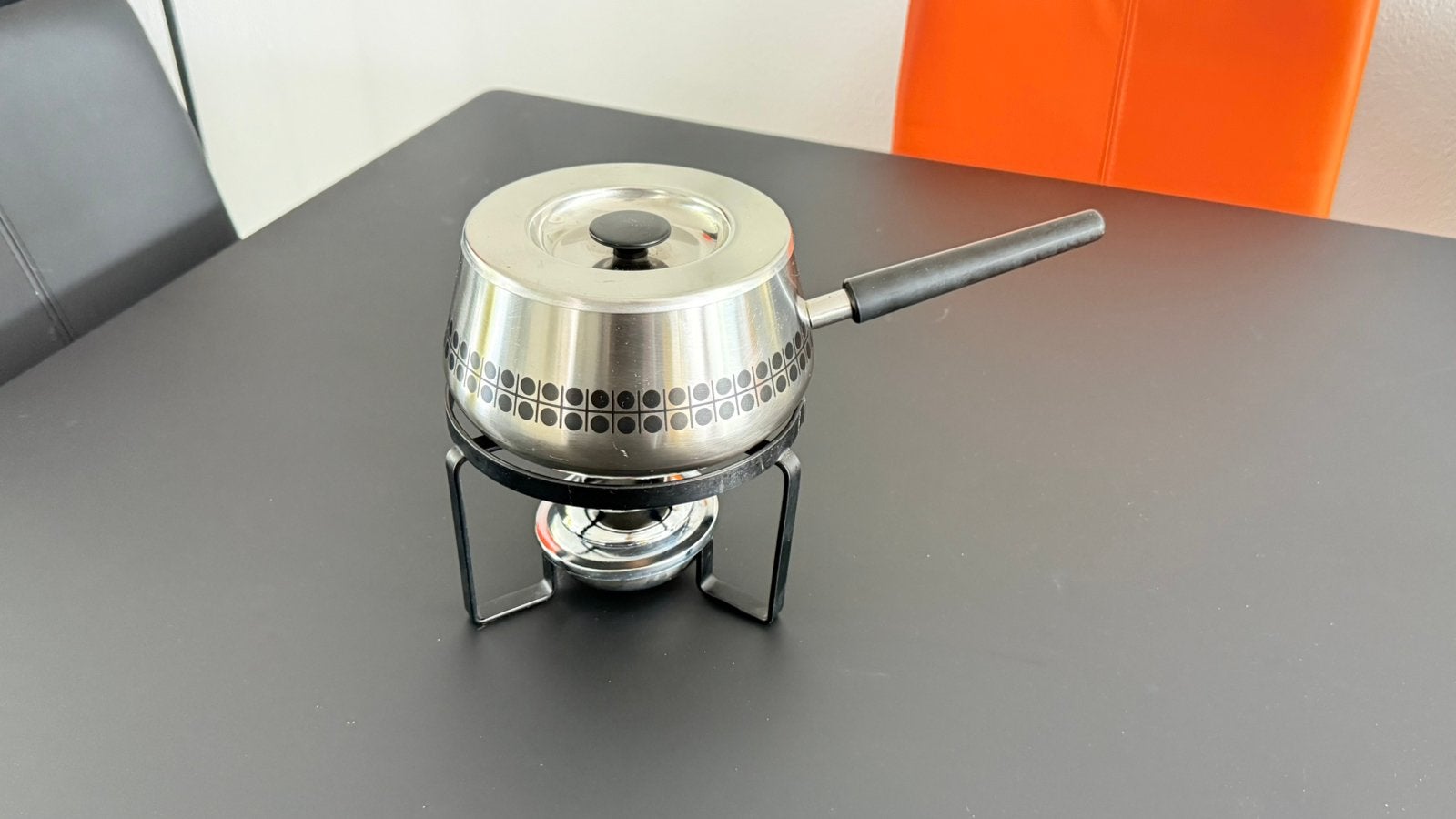 Rvs fonduepan retro, Ophalen of Verzenden, Zo goed als nieuw