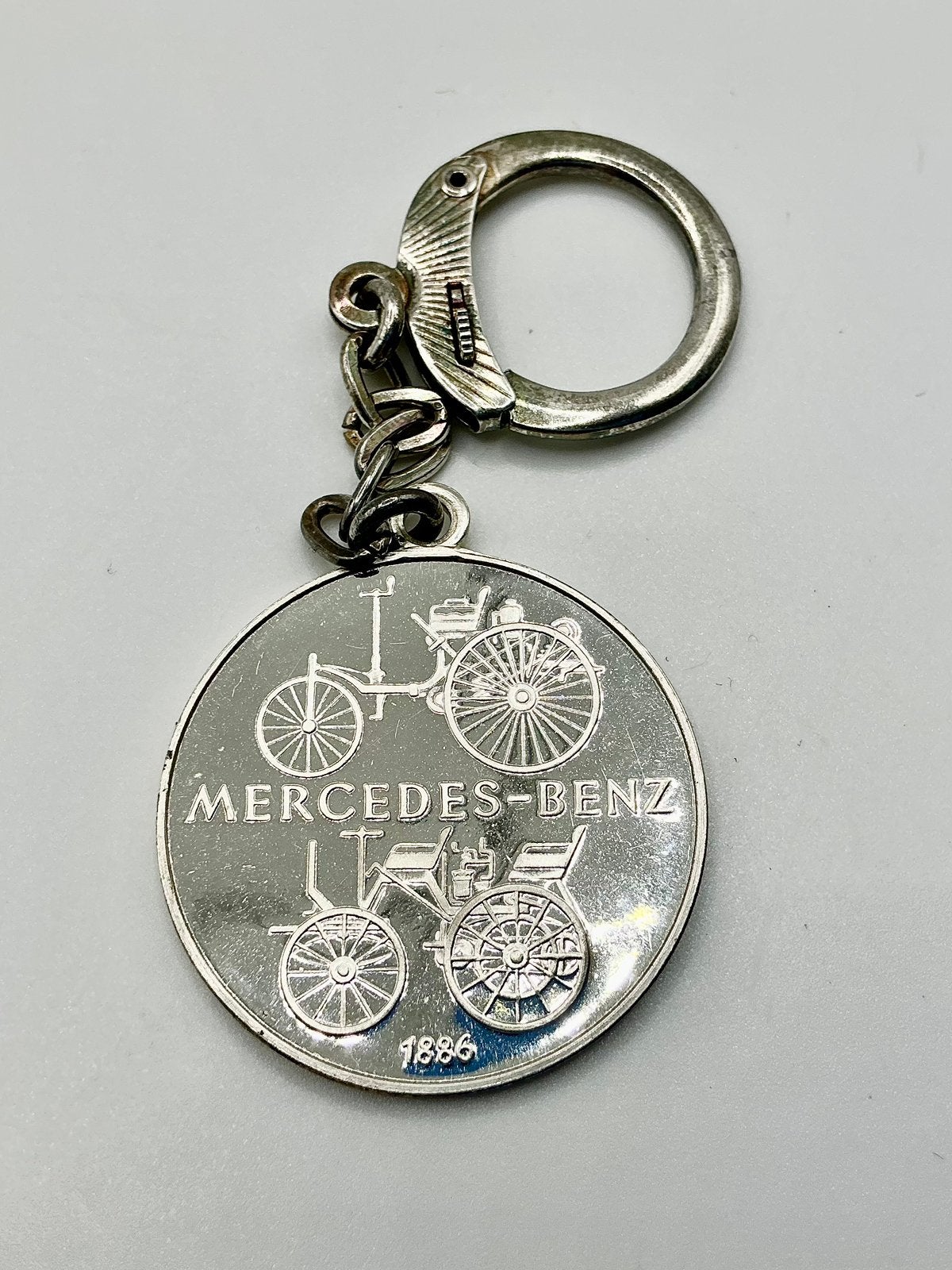 Vintage Mercedes Benz sleutelhanger 1886 zilver 800 gemerkt, Verzenden, Zo goed als nieuw, Merk