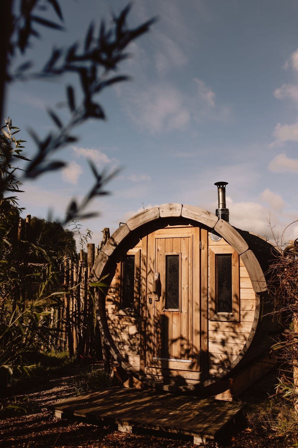 Gebruikte Barrel Sauna met Houtkachel, Ophalen, Gebruikt, Fins of Traditioneel, Complete sauna