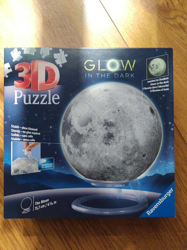 Ravensburger 3D puzzel Maan Glow in the Dark, Hobby en Vrije tijd, Denksport en Puzzels, Ophalen of Verzenden