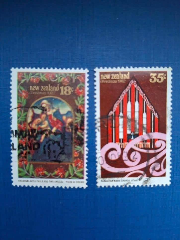 Postzegel Nieuw Zeeland 1982 2 Kerstzegels 05-04, Ophalen of Verzenden, Gestempeld