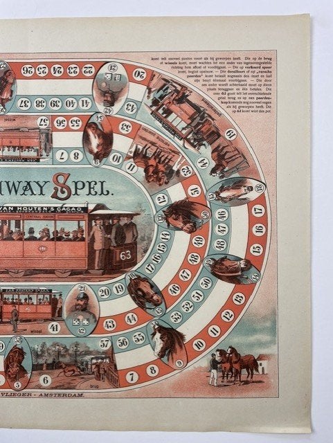 oud bordspel TRAMWAY SPEL reclame voor Van Houten chocolade, Verzamelen, Merken en Reclamevoorwerpen, Ophalen of Verzenden, Gebruikt