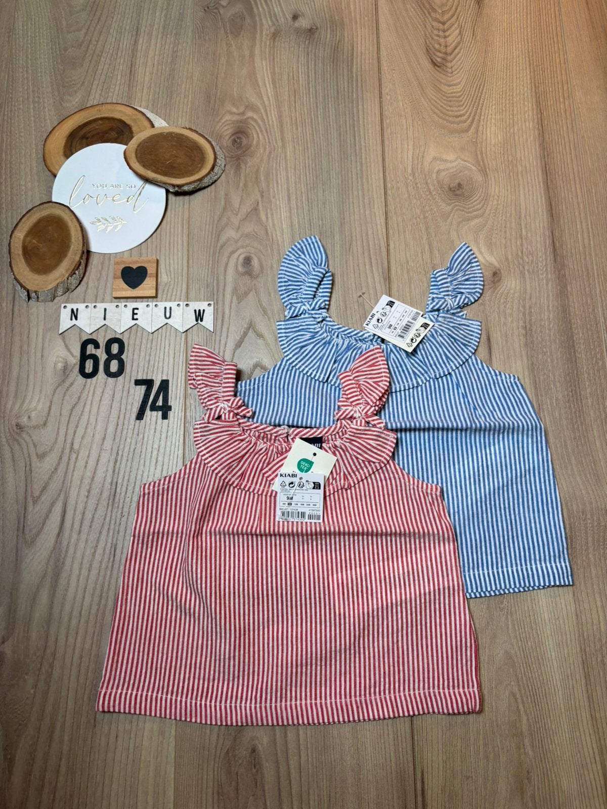 Baby meisje kiabi 2x bloesje topje rood, blauw maat 68/74, Kinderen en Baby's, Babykleding | Maat 68, Ophalen of Verzenden, Nieuw