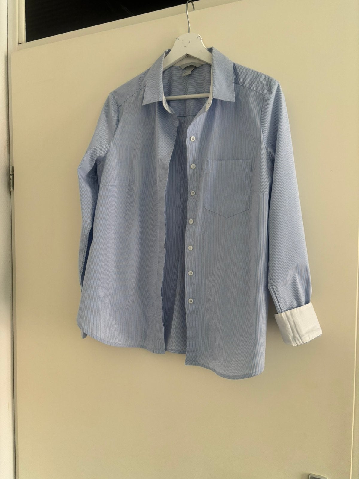 Overhemd/blouse met stretch H&M maat 42, Ophalen of Verzenden, Gedragen, Maat 42/44 (L), Blauw