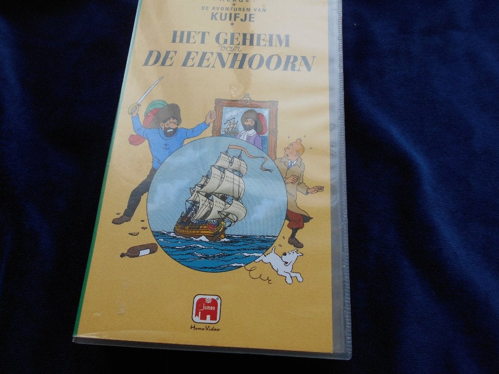Video Kuifje en het geheim van de Eenhoorn, nu 0,50., Gebruikt, Alle leeftijden, Kinderprogramma of -film, VHS