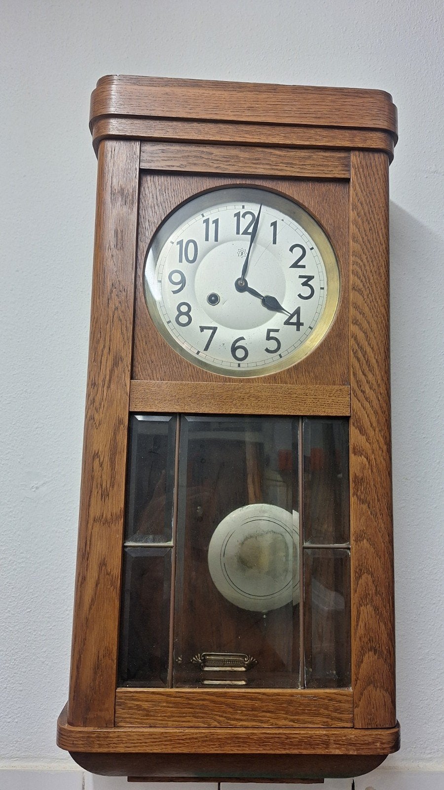 Sfeervolle oude Junghans klok met geslepen glas, mooie gong, Antiek en Kunst, Ophalen