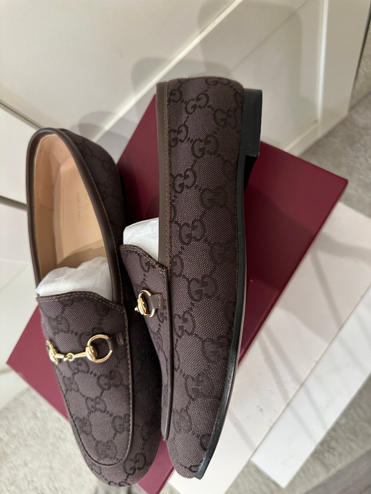 Gucci Loafers Donkerbruin Maat 42, Ophalen, Nieuw, Bruin, Loafers