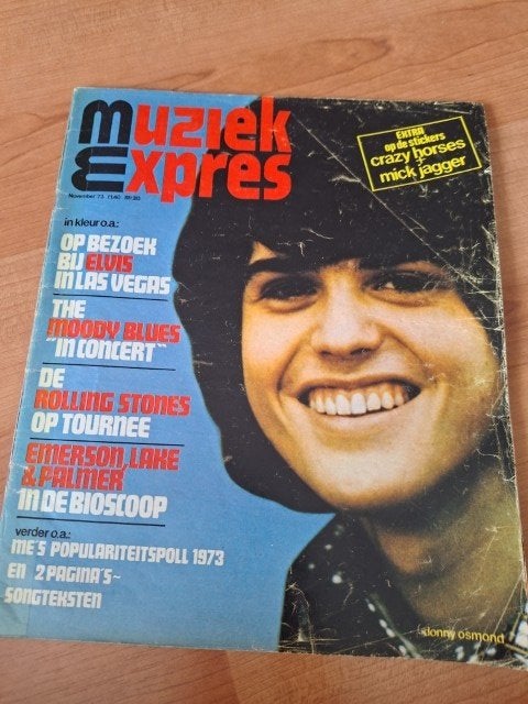 Muziek Expres 1973 Rod Stewart Elvis Sweet ELP Bowie Stones, Verzenden, 1960 tot 1980, Nederland, Knipsel(s)