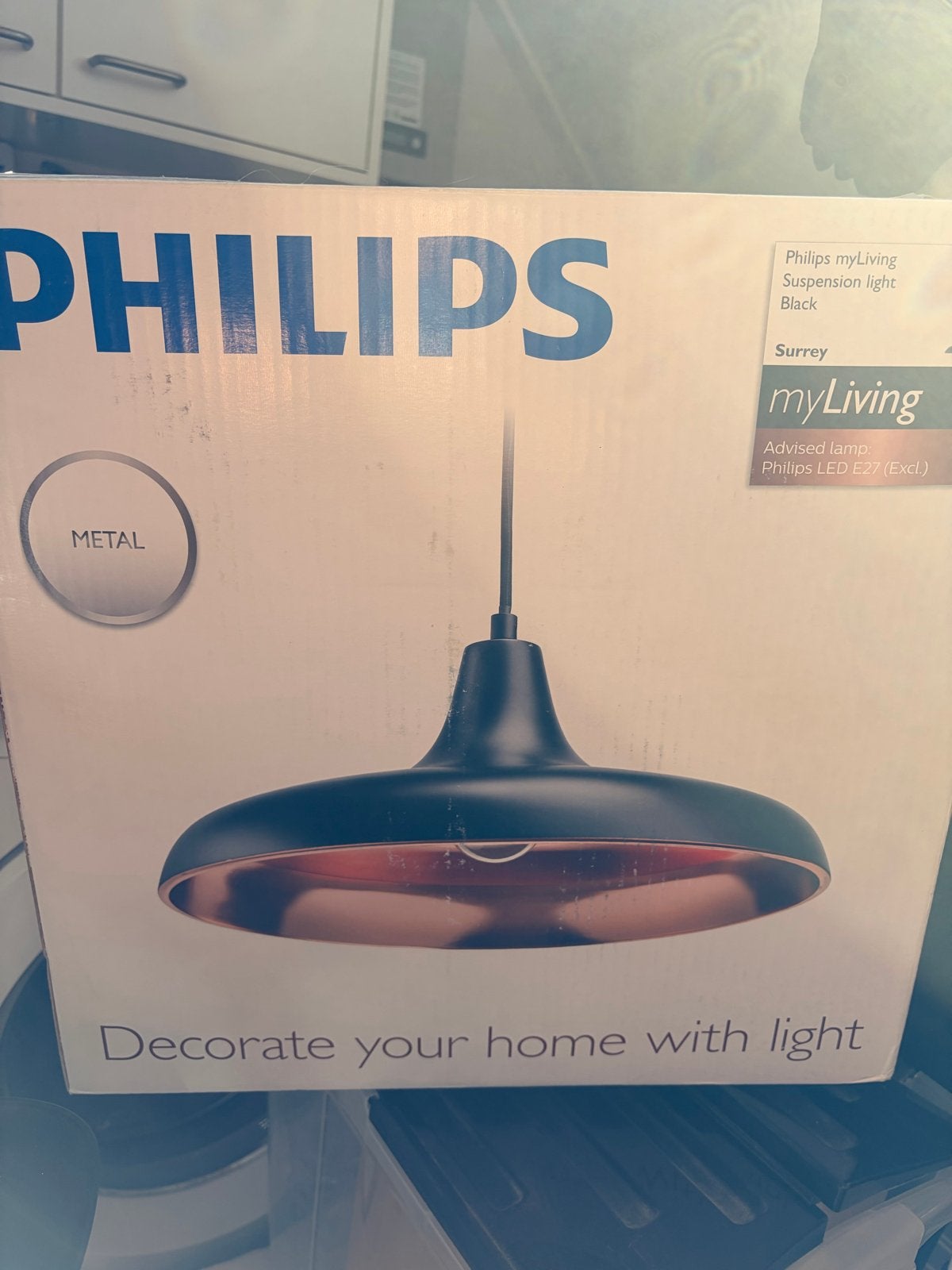 Philips myLiving Surrey Hanglamp Zwart/Koper E27, Ophalen of Verzenden, Nieuw, Metaal, E27 (groot)