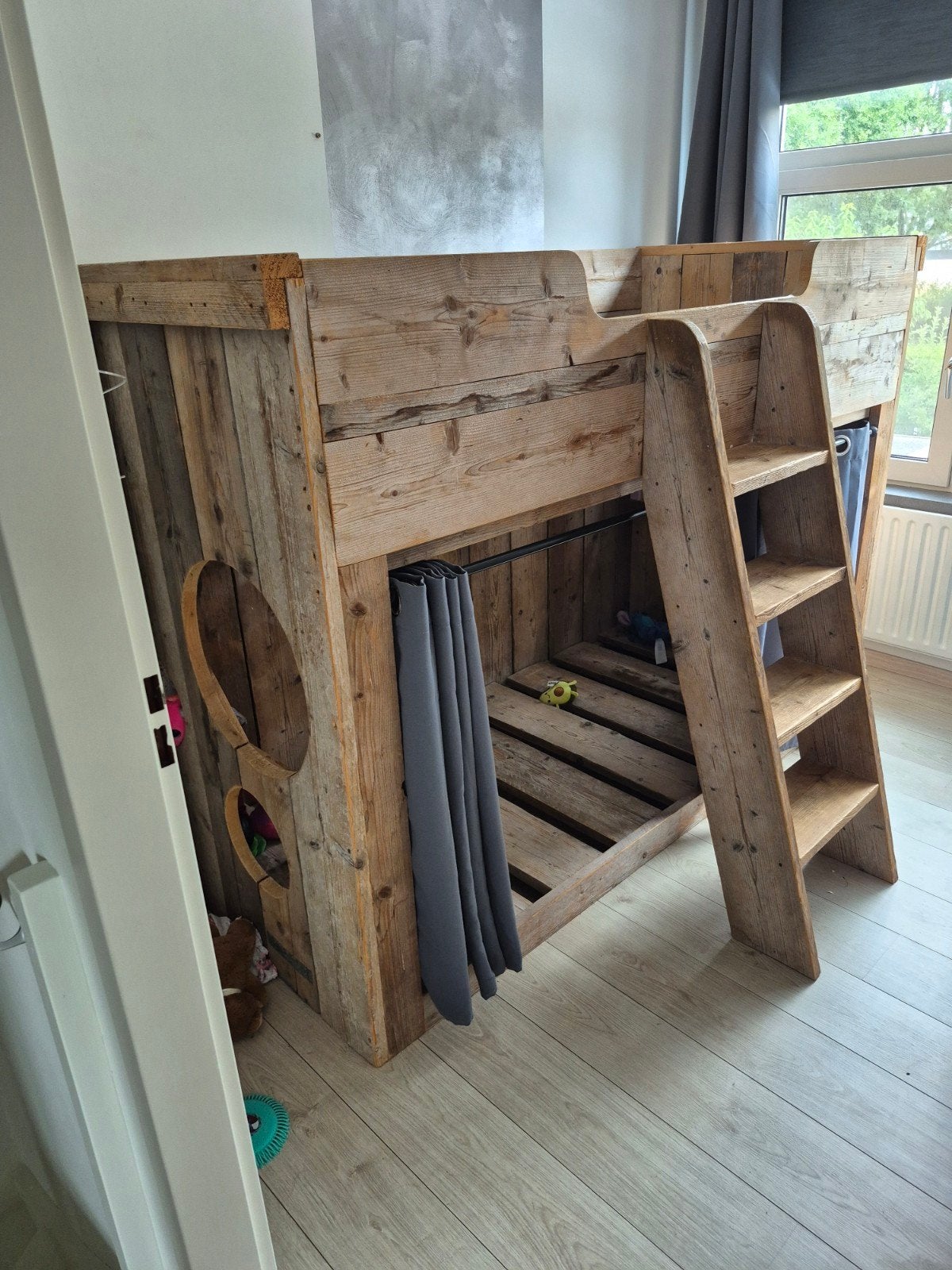 Robuuste hoogslaper/stapelbed+ledverlichting, Huis en Inrichting, Ophalen, Gebruikt, 90 cm, Tweepersoons