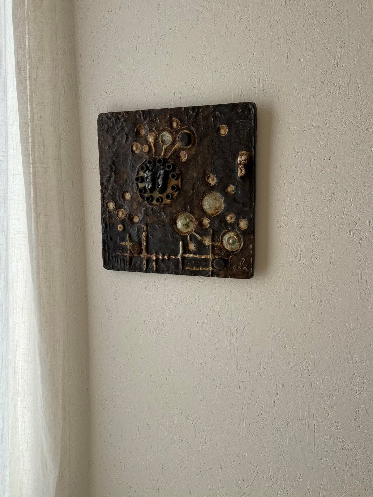 Keramisch wandreliëf Helmut Schäffenacker jaren 60, Antiek en Kunst, Handgemaakt, Meerkleurig, Wanddecoratie, Ophalen of Verzenden