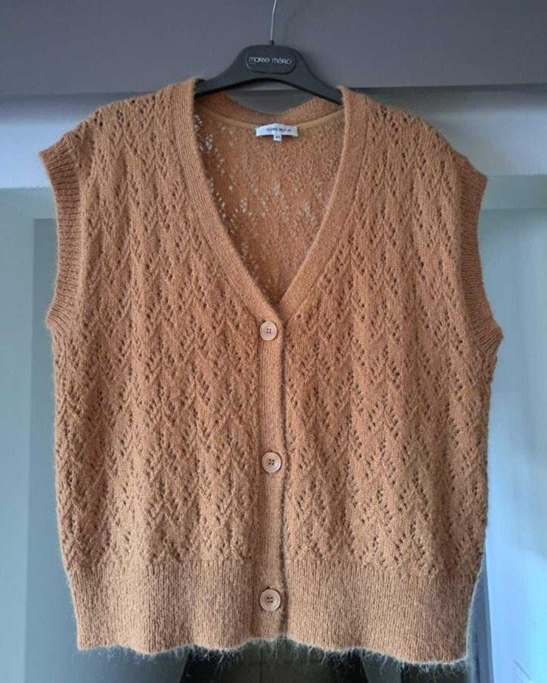Terre Bleue mouwloos ajour vest - Maat 40, Maat 38/40 (M), Bruin, Terre Bleue, Ophalen of Verzenden