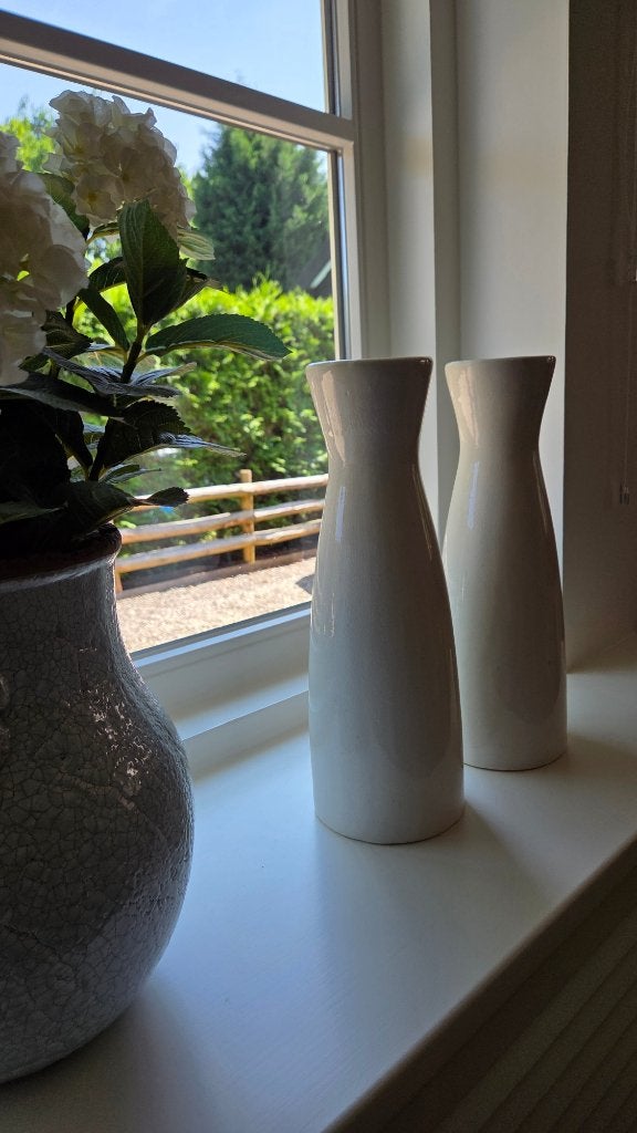 2 grote crème witte vazen – Craquelé glazuur – 40 cm, Huis en Inrichting, Woonaccessoires | Vazen, Ophalen, Wit, Zo goed als nieuw
