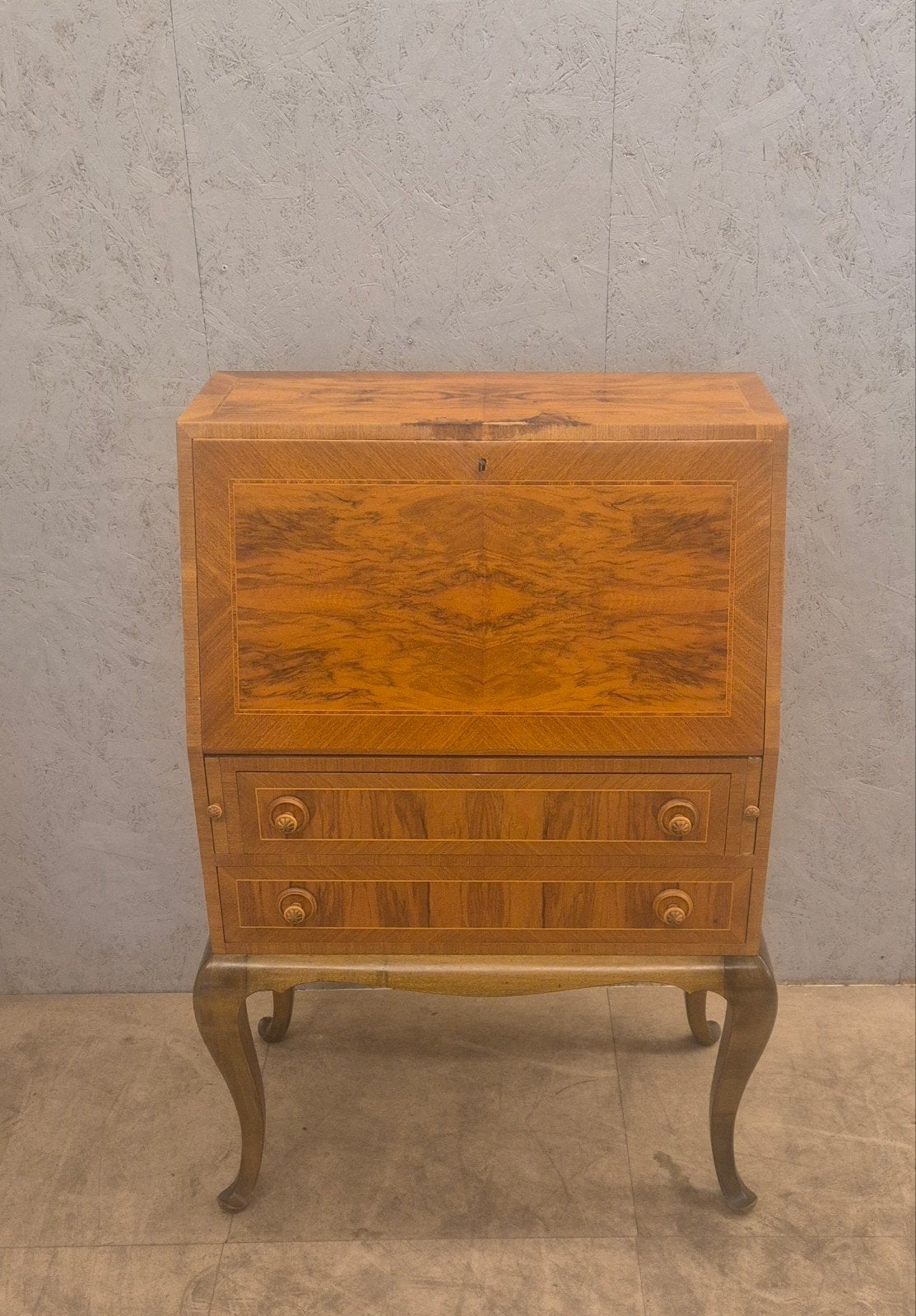 Vintage wortelnoten secretaire klepbureau ca. 1930, Ophalen, N.v.t, N.v.t, N.v.t