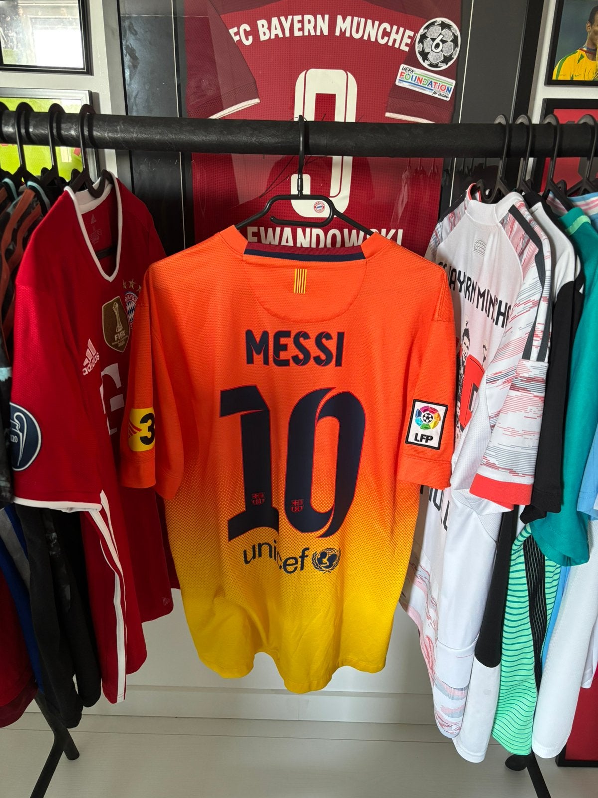 Authentiek Barcelona 12/13 uitshirt met Messi bedrukking, Ophalen of Verzenden, Zo goed als nieuw, Buitenlandse clubs, Shirt