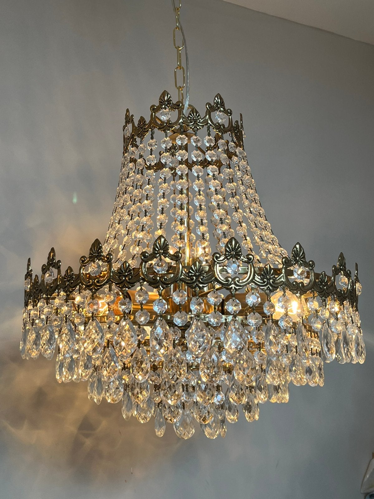 zakkroonluchter kristal kroonluchter hanglamp vintage goud
