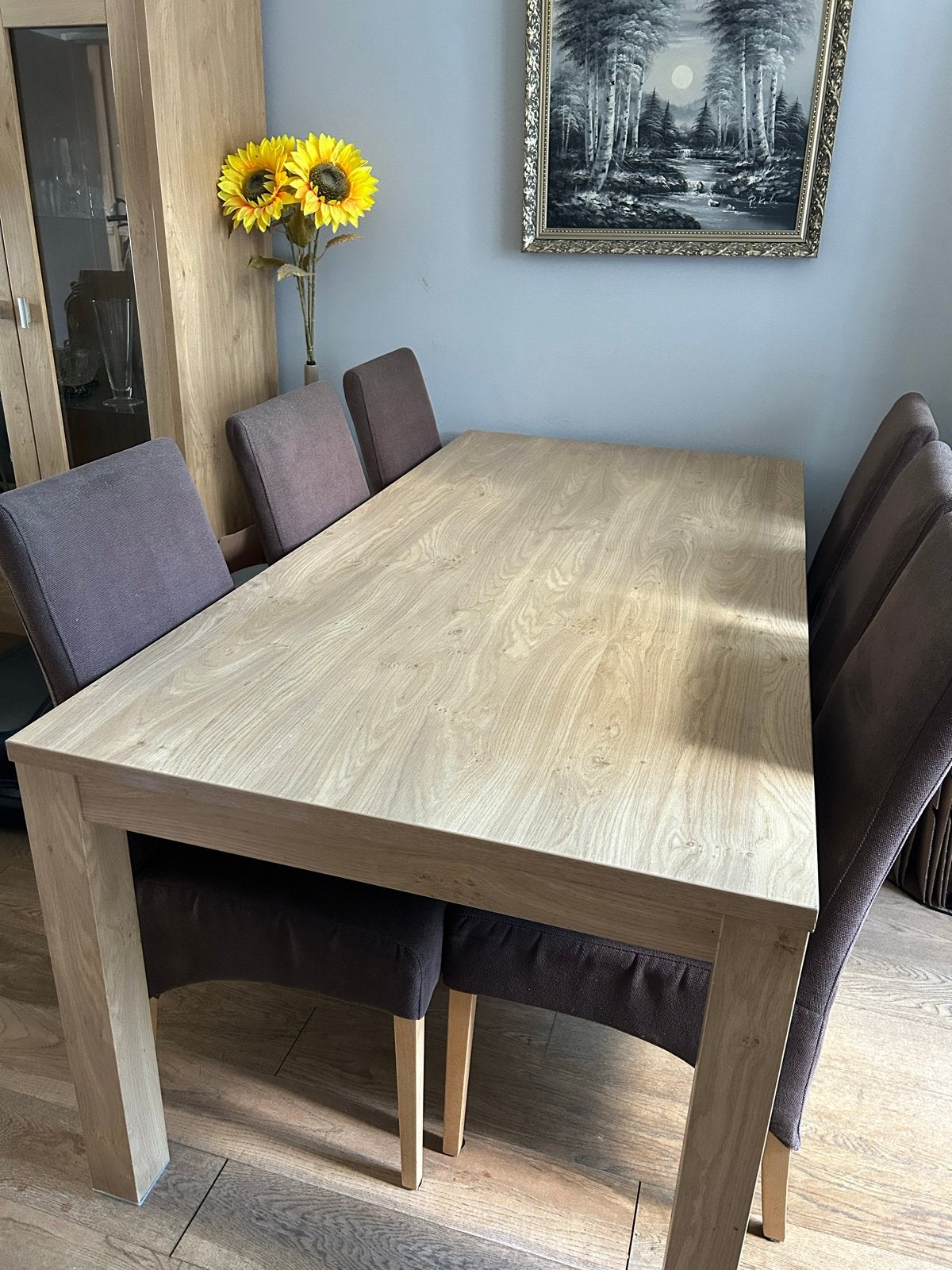 Sanne eettafel met 6 stoelen, Ophalen, Gebruikt, Eikenhout, 50 tot 100 cm