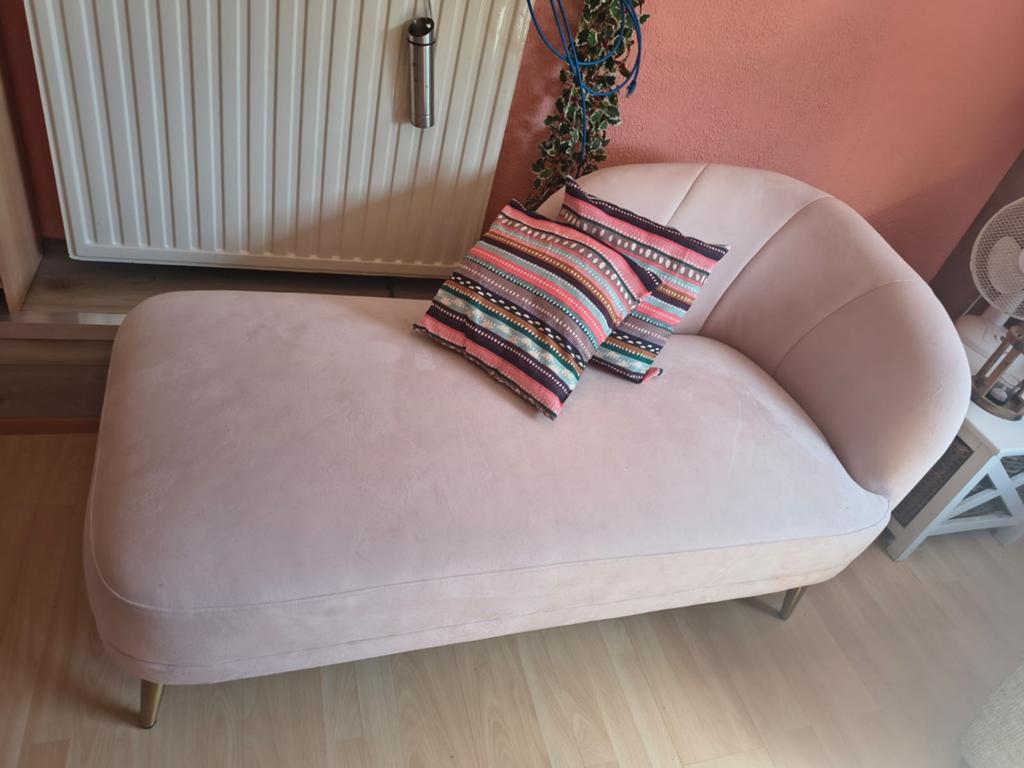 Leone Chaise Longue  fluweel roze, Ophalen, Zo goed als nieuw, Overige materialen, Modern, Chique, Glamour