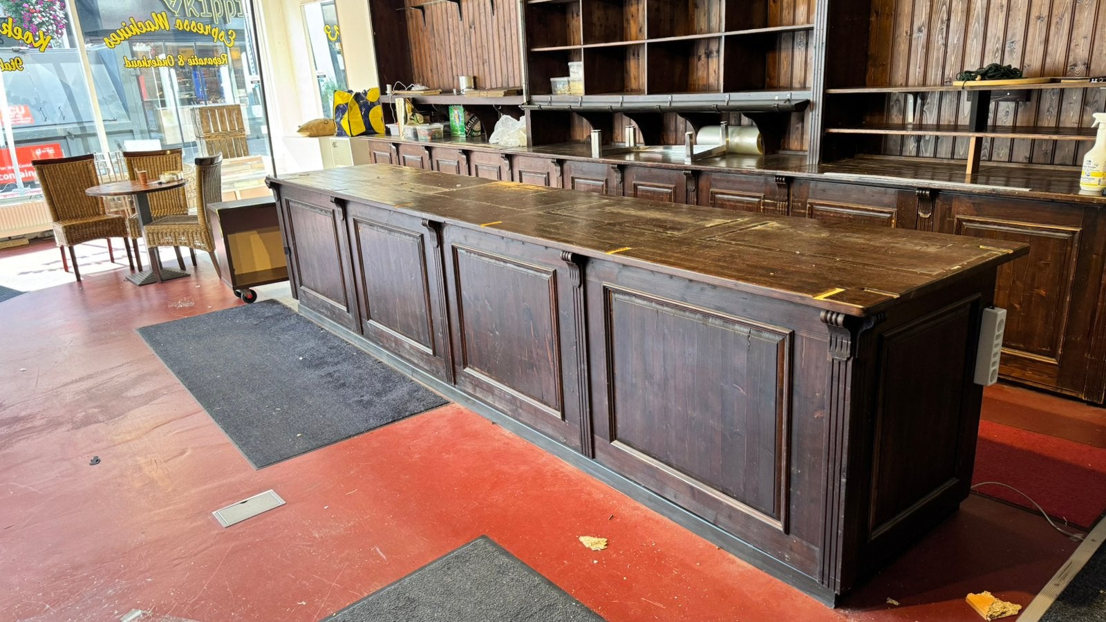 Grote klassieke vintage houten toonbank, Ophalen, Gebruikt