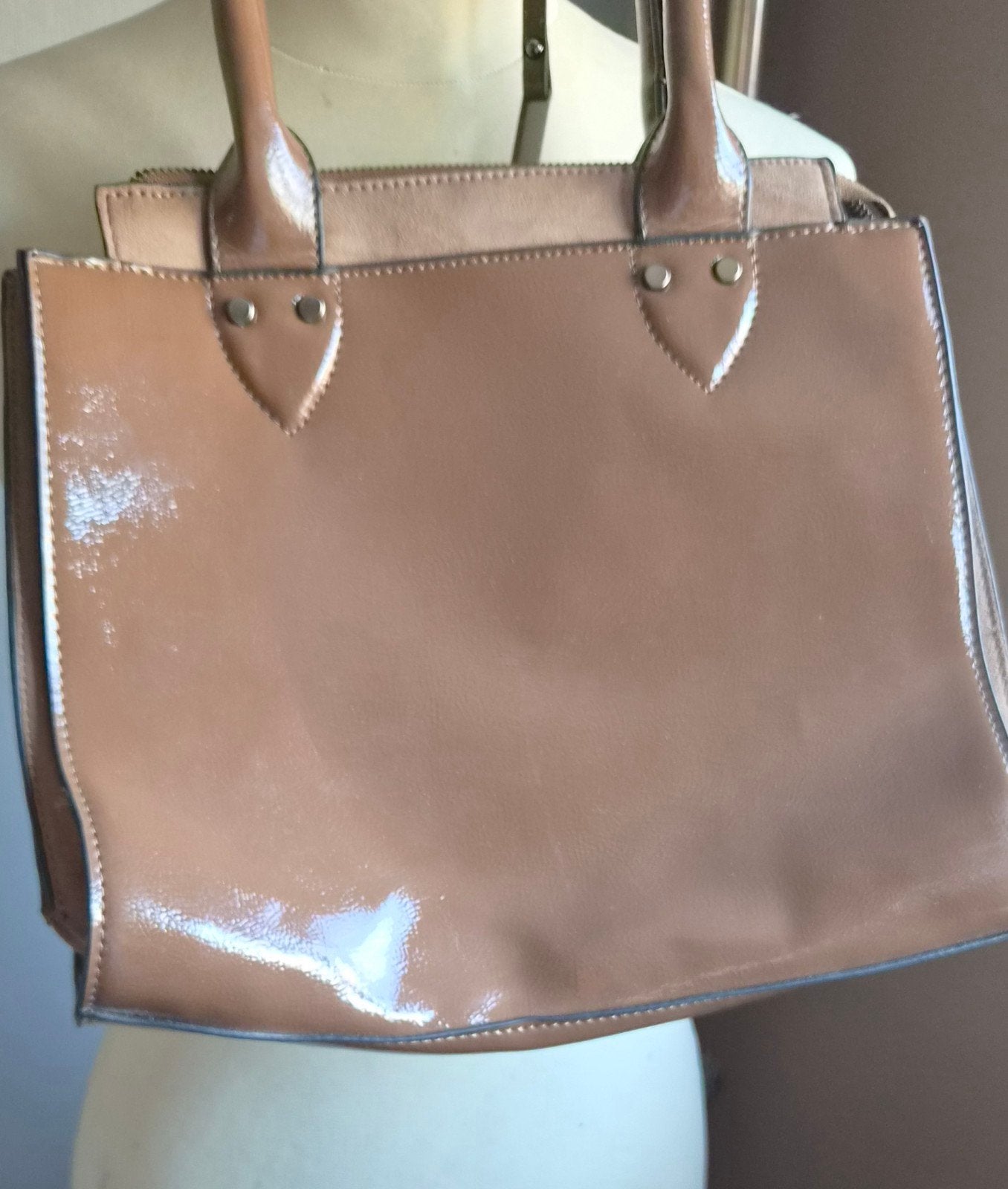 Leren lak tas, Sieraden, Tassen en Uiterlijk, Tassen | Damestassen, Ophalen of Verzenden, Gebruikt, Bruin, Handtas