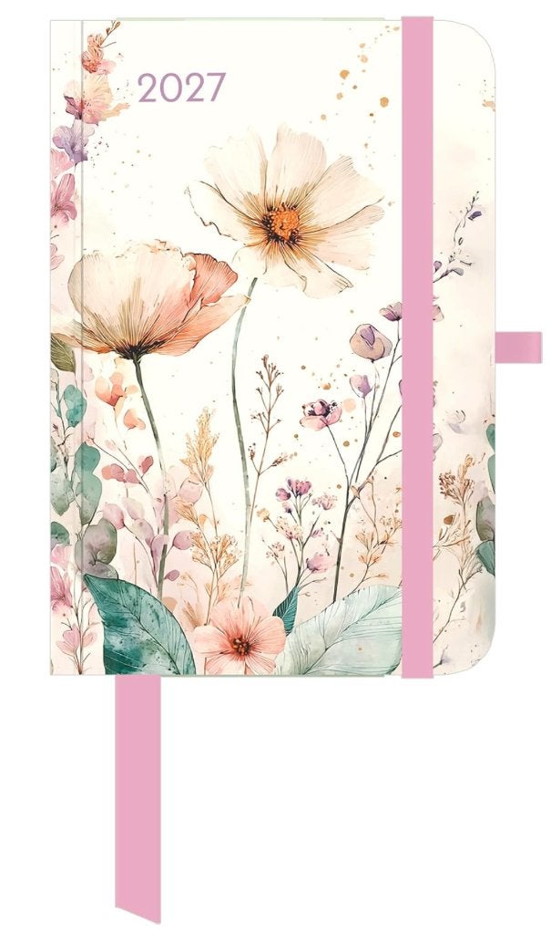 Floral 2027: Zakkalender 10x15 cm met bloemendesign, 4-talig