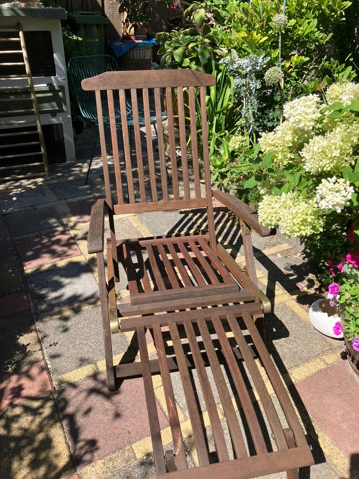 Ligstoel voor de tuin, Ophalen, Gebruikt, Hout, Inklapbaar