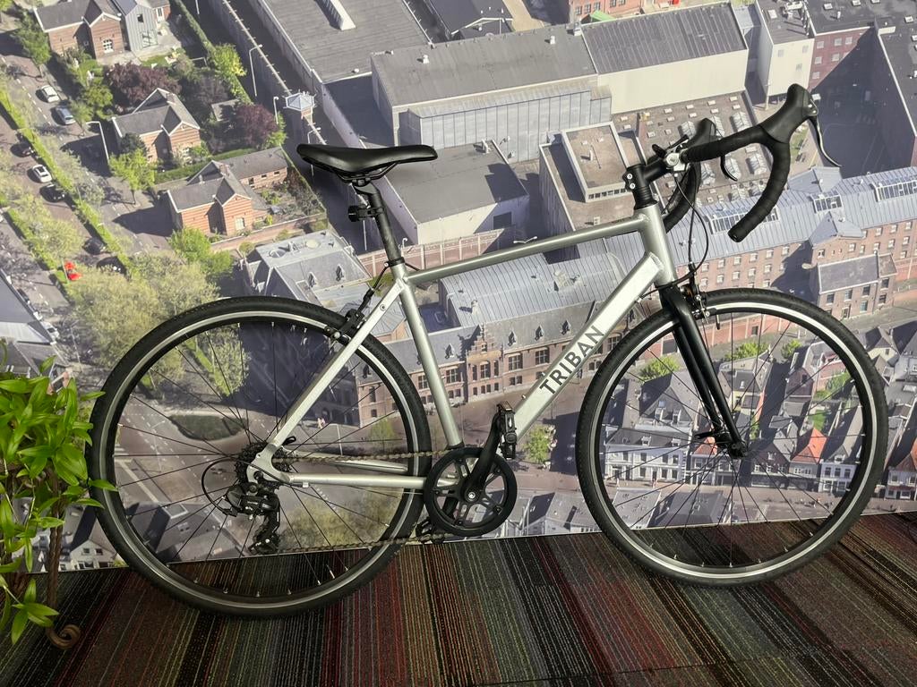 Racefiets Triban RC 100 7 versnellingen 51 cm  28” izgst, Carbon, 49 tot 53 cm, Zo goed als nieuw, Meer dan 20 versnellingen