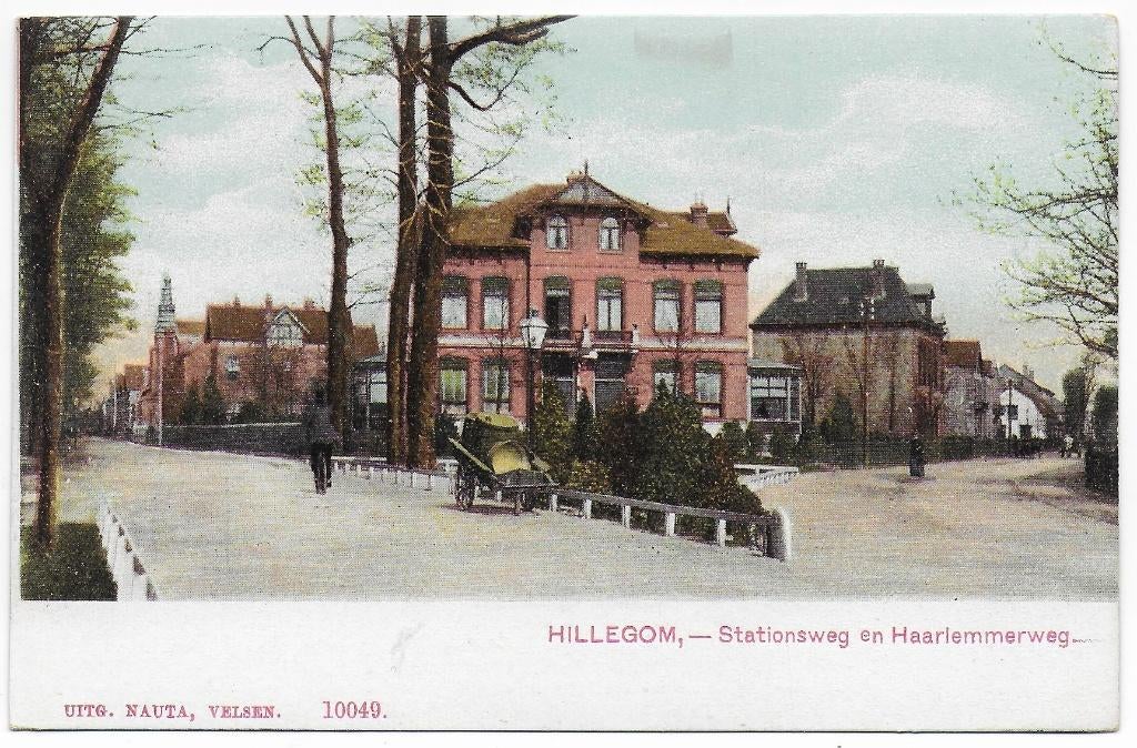 Hillegom Stationsweg - Oude Ongelopen ansichtkaart (B7158), Ophalen of Verzenden, 1920 tot 1940, Ongelopen