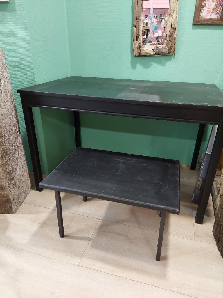 Eethoektafel hout  met bijzettafeltje, Huis en Inrichting, Ophalen, Gebruikt, 50 tot 100 cm, 50 tot 100 cm
