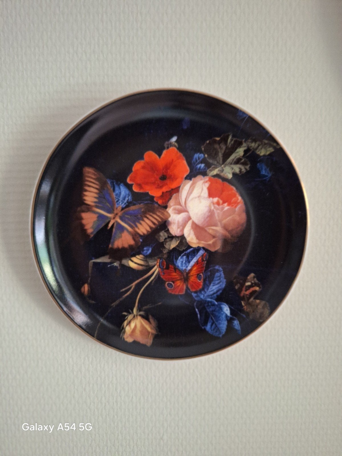 Decoratief Wandbord 21cm met Bloemen en Vlinders, Ophalen of Verzenden