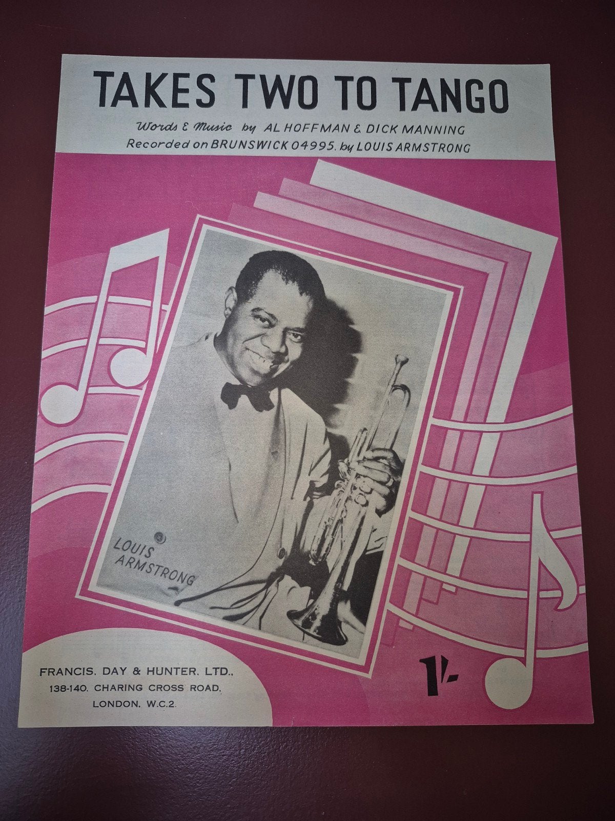 Louis Armstrong - Takes Two To Tango bladmuziek, Piano, Gebruikt, Ophalen of Verzenden, Artiest of Componist
