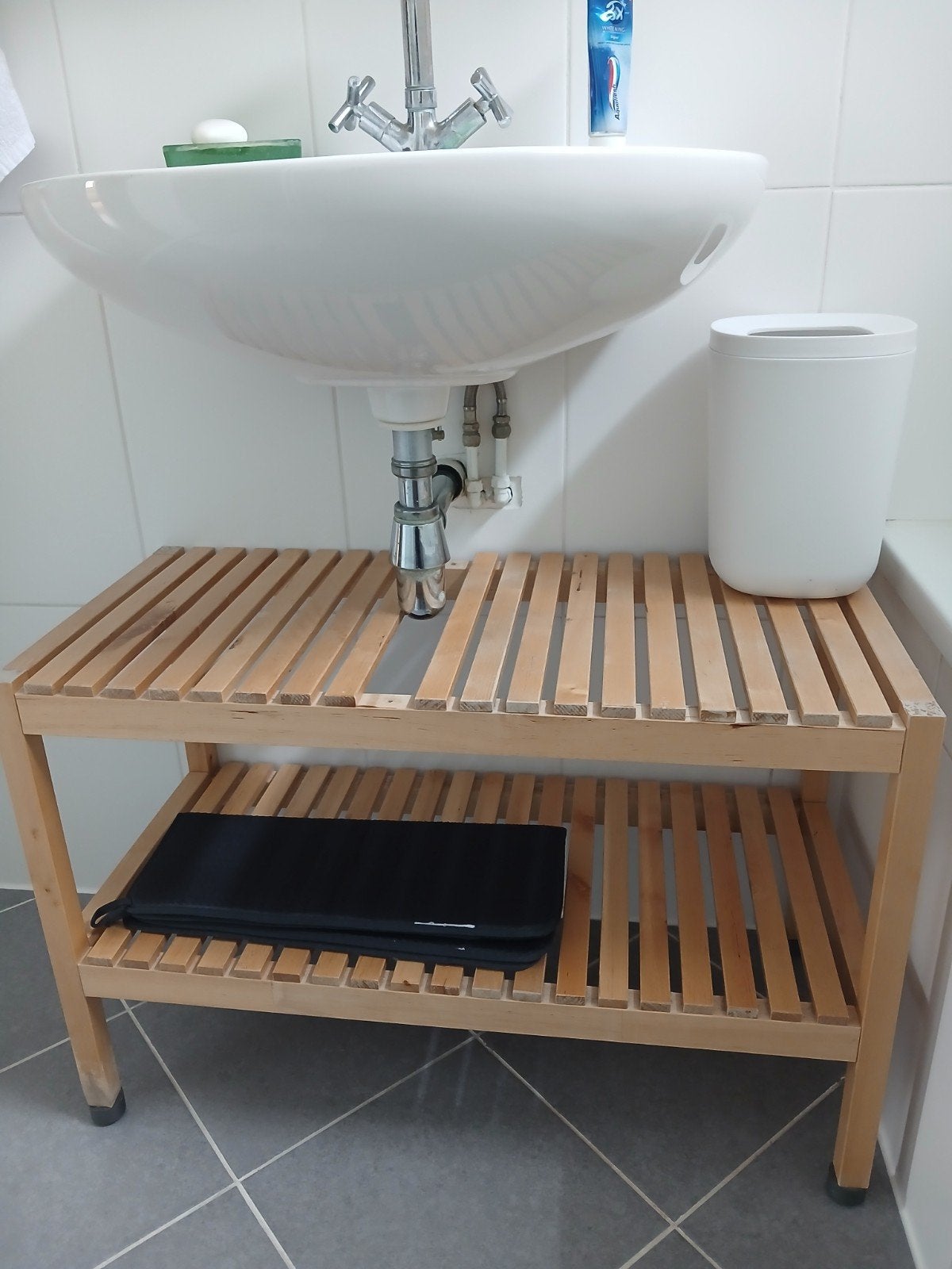 Houten badkamerrek met 2 planken, Gebruikt, Overige typen, Minder dan 100 cm, 25 tot 50 cm