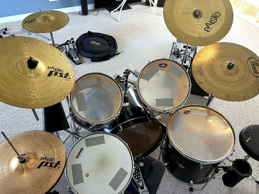 Pearl Forum Series 5-delig drumstel + uitgebreide cymbal set, Ophalen, Gebruikt, Pearl