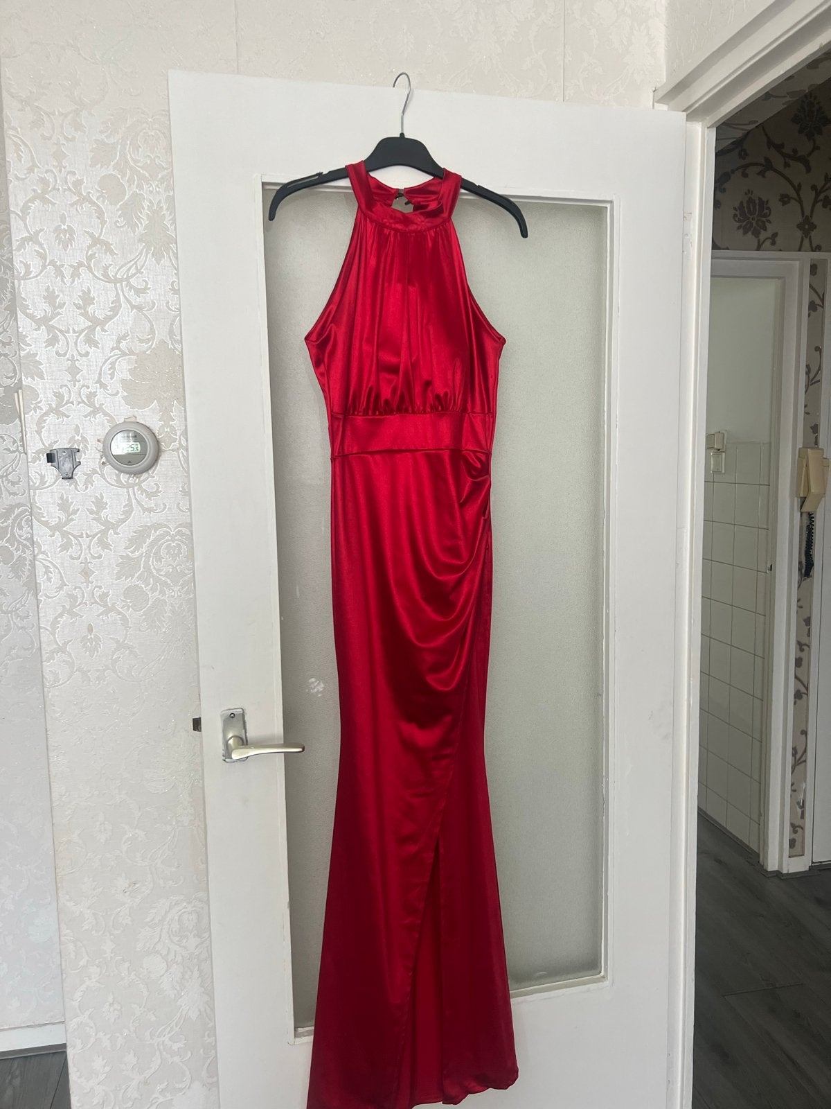Elegante rode galajurk met split, Maat 38/40 (M), Ophalen of Verzenden, Zo goed als nieuw, Rood