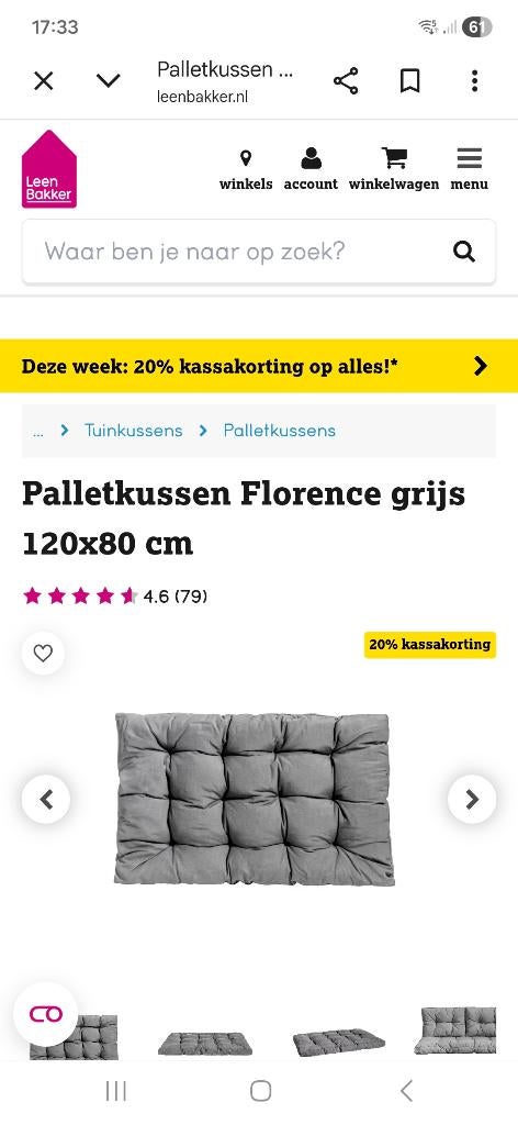 4 sets Palletkussens 120x80 grijs, Tuin en Terras, Tuinmeubel-accessoires, Zo goed als nieuw, Ophalen